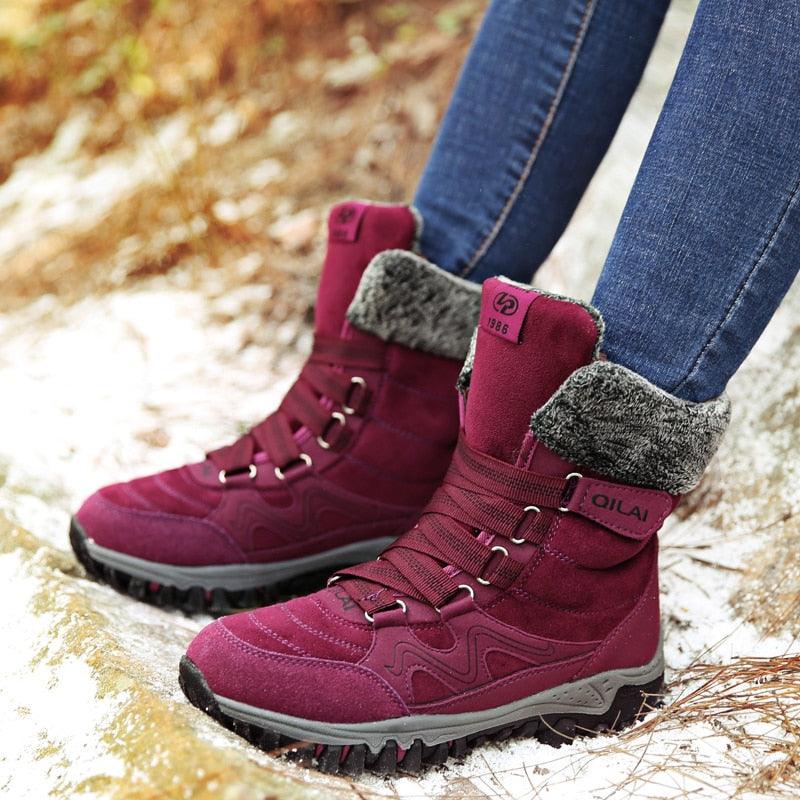 Great Women's Winter Snow Boots - Fur Women Waterproof Ankle Boots - Slip on Warm Plush Boots (D38)(D85)(BB1)(BB5)
