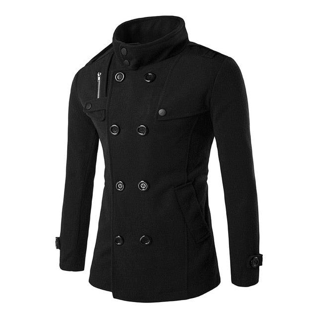 British Style Winter Coat - New Double Breasted Trench Coat - Casual Slim Fit Overcoat Jackets (D100)(TM4)(TM3)