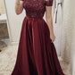 Great Crystal Belt Bow Dresses - Long A Line Off Shoulder Boat Neck - Formal Women Gown (WSO3)(WSO5)