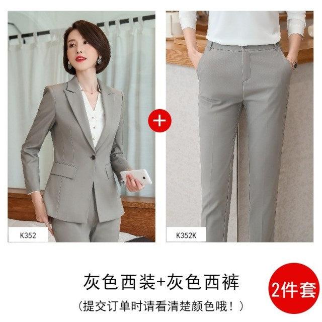 Gorgeous Business Suit Set - Fashion Host Suit - High Quality Office Women's Suit - Large Size - New Pants Set (TB5)(F20)