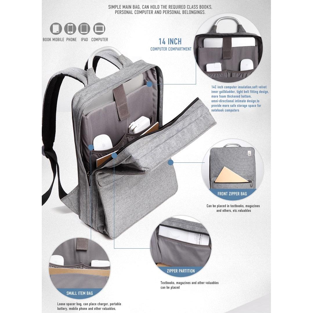 cai business laptop backpack Waterproof 14 inch Laptop Backpack - Large Capacity Bag