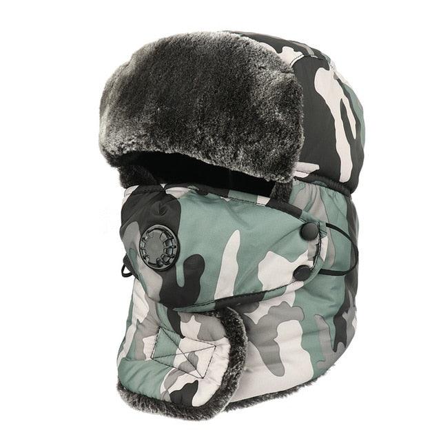 Great Camouflage Bomber Hat Trapper Cap - Male Waterproof Faux Fur Earflap Winter Snow Skiing Hats (MA8)