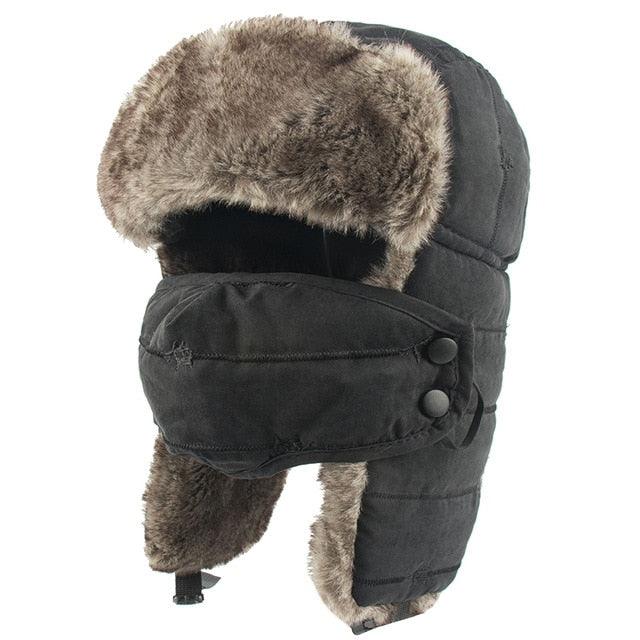 Warm Trapper Hat - Men Women Windproof Winter Bomber Hats - Thermal Faux Fur Earflap Snow Cap (MA8)(F103)