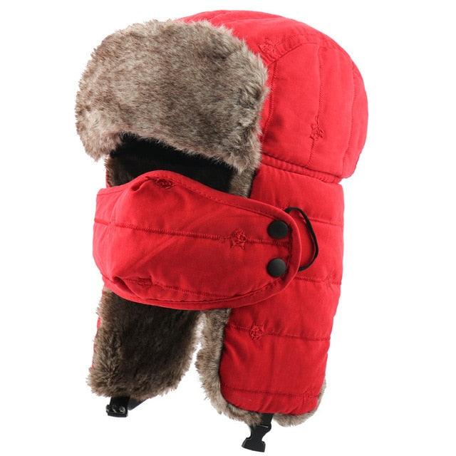 Warm Trapper Hat - Men Women Windproof Winter Bomber Hats - Thermal Faux Fur Earflap Snow Cap (MA8)(F103)