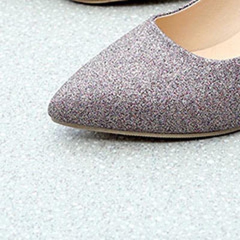 Cute Women Kitten Heels Shoes - Pointed-Toe High Heels - Silver Wedding Shoes (SH3)(SH1)(WO1)(F37)