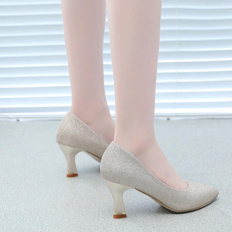 Buy Wedding Shoes Low Heel -“Patent-Pending” personalization - Silver  wedding pumps - Style Kim Online at desertcartKUWAIT