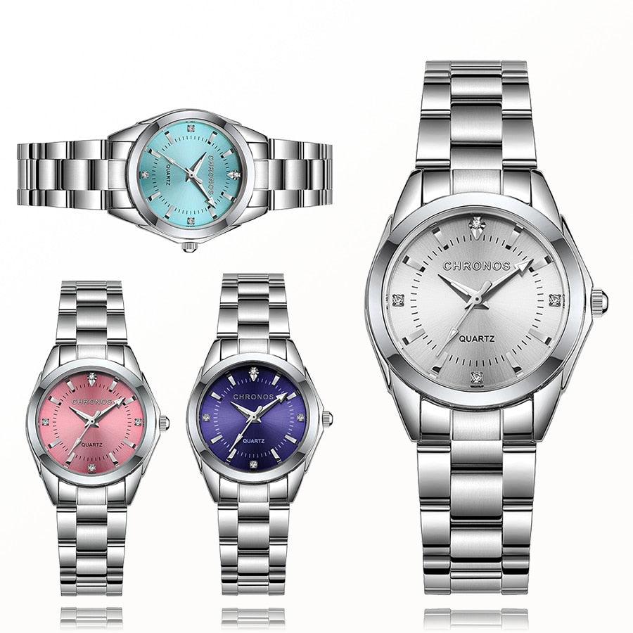 Great Women Luxury Rhinestone Stainless Steel Quartz Watches (D82)(9WH3)