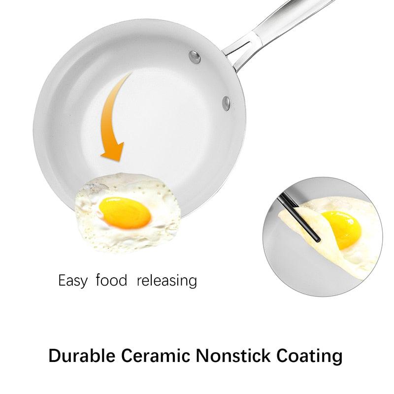 Ceramic Frying Pan, 20/26/30cm, Cookware Set, Nonstick Pans, Saucepan, Induction Cooker, Washer Safe (AK1)(1U61)