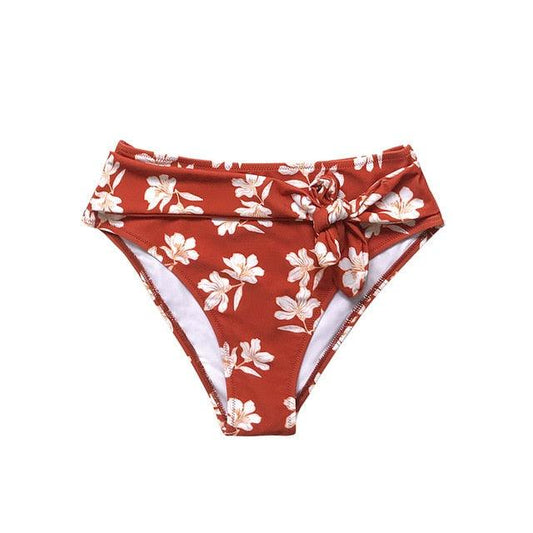 Hot Mini Floral Belted Middle-Waisted Bikini Bottom - Women Sexy Single Panties Briefs (D28)(TSP4)(TB8D)(TSP1)(TSP3)