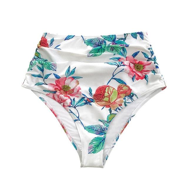 Beautiful Floral High Waisted Bikini - Bottom Sexy Single Panties Briefs (D28)(TSP4)(TB8D)(TSP1)(TSP3)