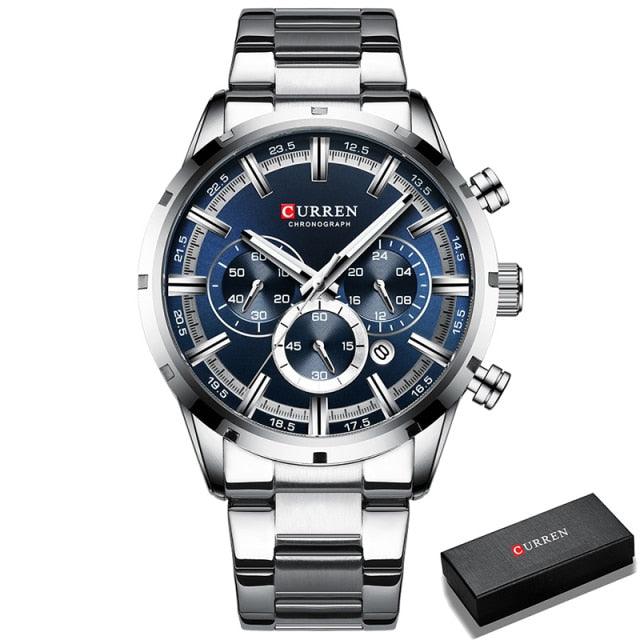 Great Blue Wristwatch - Men's Watches - Luxury Leather Sport Quartz Watch (2MA1)(F84)