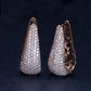 Full Micro Pave Zirconia Stone Gorgeous Rose Gold Color CZ Crystal Women Long Big Hoop Earrings (D81)(2JW3)
