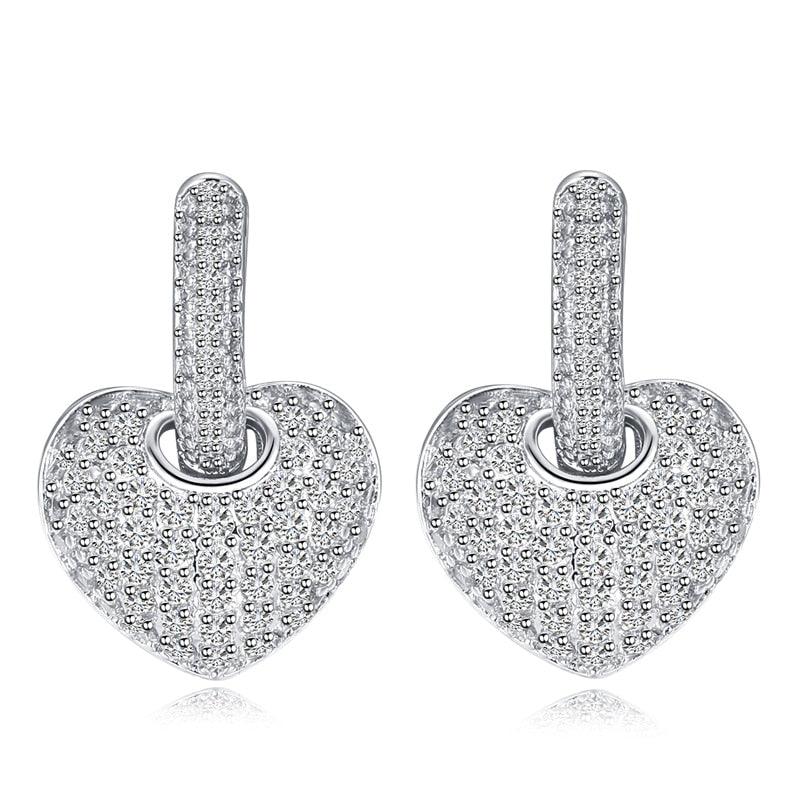 Micro Pave Cubic Zirconia High Quality Lovely Cute Rose Gold Color Small CZ Hoop Heart Earrings (2JW3)(2JW2)(F81)