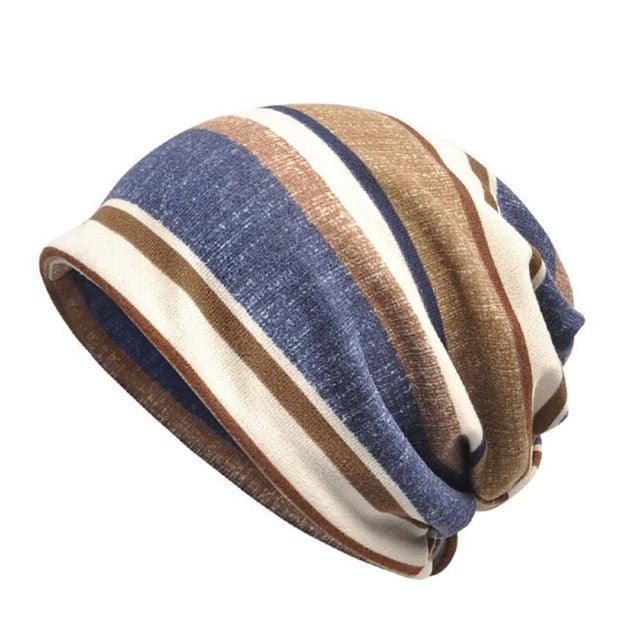 Striped Flannel Casual Style Sunshade Breathable Stretch Sun Hat - Neck Warmer Hat (2U103)