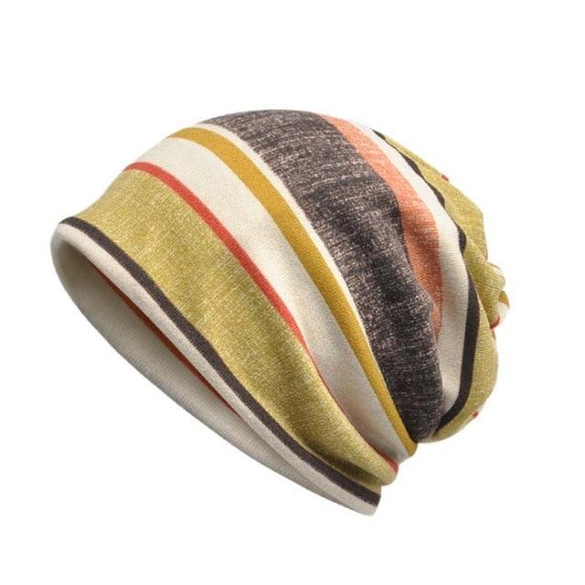 Striped Flannel Casual Style Sunshade Breathable Stretch Sun Hat - Neck Warmer Hat (2U103)