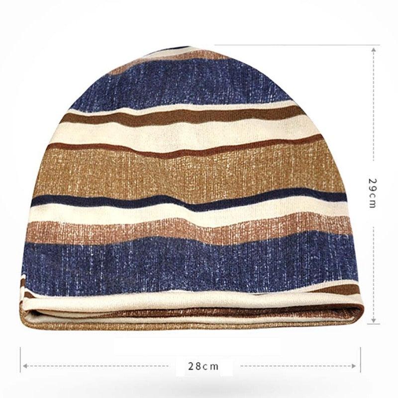 Striped Flannel Casual Style Sunshade Breathable Stretch Sun Hat - Neck Warmer Hat (2U103)