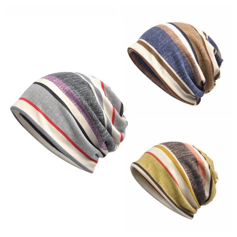 Striped Flannel Casual Style Sunshade Breathable Stretch Sun Hat - Neck Warmer Hat (2U103)