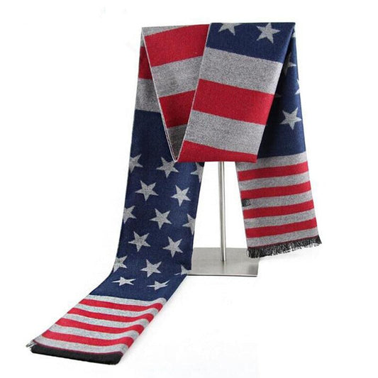 Captain America Stars Design Winter Scarf - Long Warm Cashmere Scarf - Men Scarves Gifts (D17)(MA7)