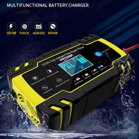 Car Battery Charger 12/24V 8A - Touch Screen, Pulse Repair LCD Battery Charger For Car, Motorcycle (D89)(7WH1)