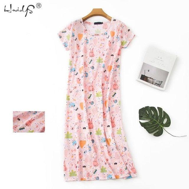 Amazing Women's Night Dress - 100% Cotton Sleep Shirts - Ladies Summer Home Dress (ZP2)
