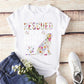 Pet Lovers Cartoon Print T Shirt - Women Short Sleeve Top - Summer Flowers Dog Print T Shirts - New Women Clothes (3U19)
