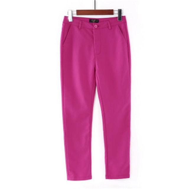 Casual High Waist Cotton Pants - Women's Fashion Elegant Slim Waist oversized Trousers - Plus Size Pencil Pant (BP)