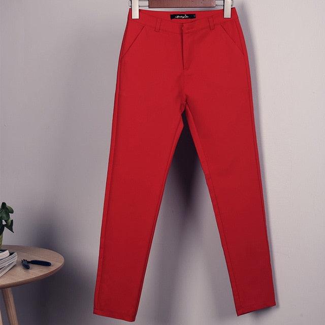 Casual High Waist Cotton Pants - Women's Fashion Elegant Slim Waist oversized Trousers - Plus Size Pencil Pant (BP)