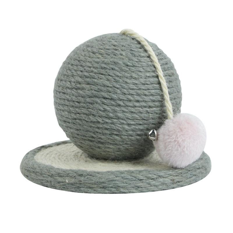 Pet Cat Toy - Ball Shape Sisal Scraper Grinding Claw Kitten Toys with Bell Ball (8W3)(F75)