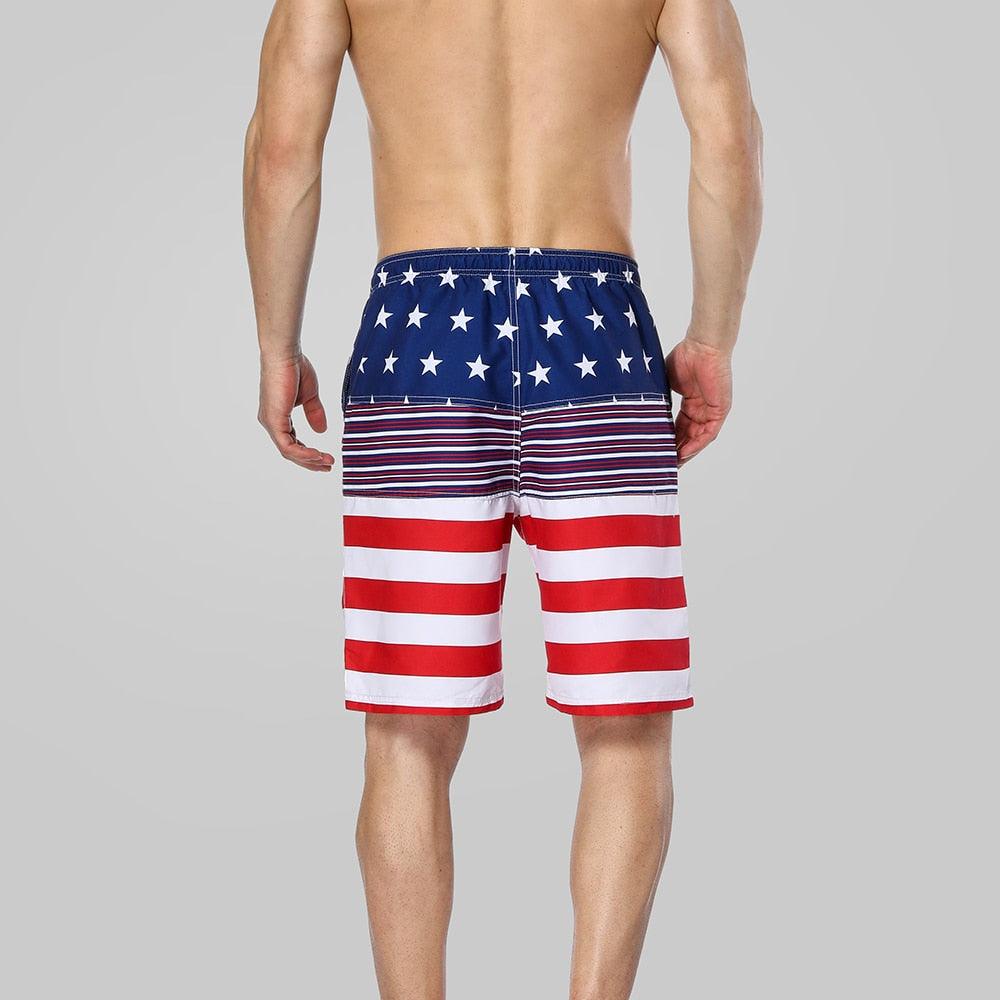 Men's Swim Shorts - American Flag Beach Shorts Swimwear Briefs - Swimsuits Trunks (D9)(TG5)