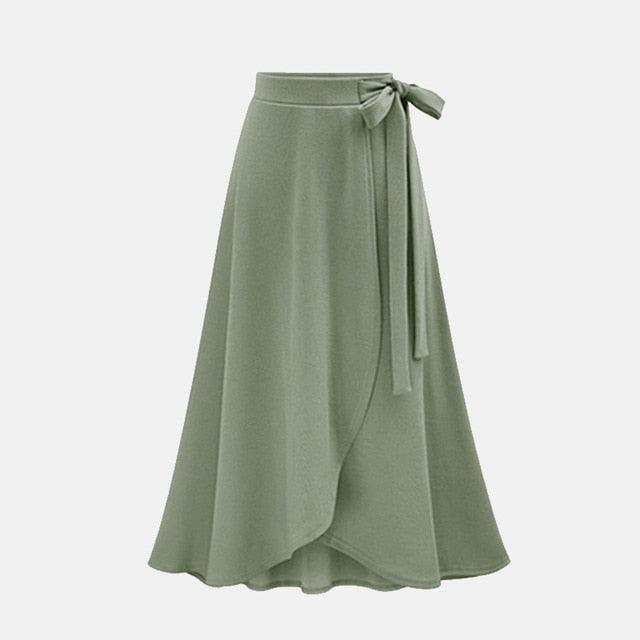 Gorgeous Chiffon Ruffle Women's Long Skirt - High Waist Bowtie Split Irregular Maxi Skirts - Ladies Spring Winter Office Clothes (D23)(D20)(TB7)(TP6)
