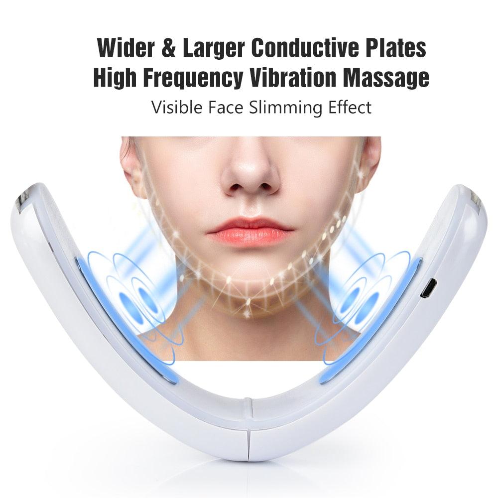 Chin V-Line Up Lift Belt Machine Red Blue LED Photon Therapy Face Slimming Vibration Massager (M5)(M1)(1U86)