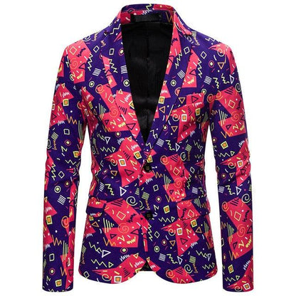 Christmas Blazer - Men 3D Cartoon Print Fashion Blazers - New Year Jacket Festival Party (T2M)(CC5)(F8)(F11)
