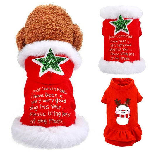 Christmas Dog Clothes - Costume Warm Winter Dog Jacket Coat Hooded Puppy (W2)(W4)(W3)
