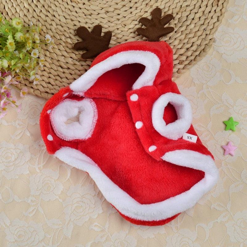 Christmas Dog Clothes - Small Dogs Coat Chihuahua Winter Pet Hoodie Santa Costume With Belts (2U69)