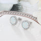 Classic 925 Sterling Silver Stud Earrings - Round White Pink Blue Opal Earrings - Cubic Zirconia Jewelry (2U81)