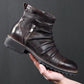 Classic Men's Leather Boots - Italy Handmade Men's Ankle Boots (MSB2)(MSF6)(F13)