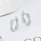 Classic Real 925 Sterling Silver Hoop Earrings - Cubic Zirconia Twisted Earrings (2U81)