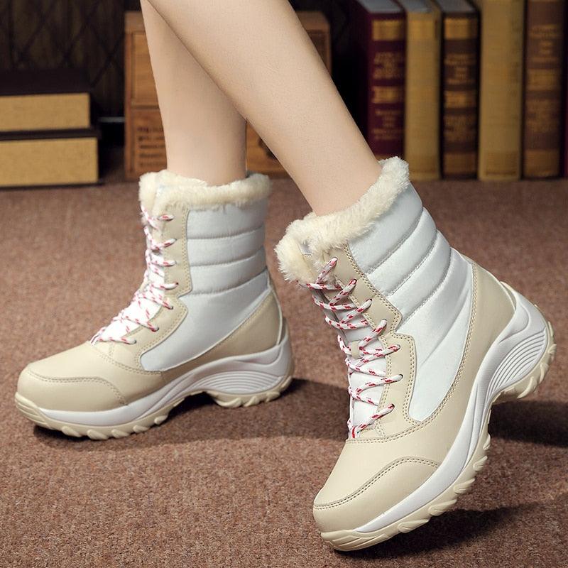 Classic Winter Women's Snow Boots - Waterproof Fur Women Boots - Slip on Warm Plush Boots (BB1)(BB5)