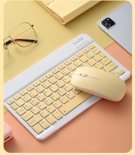 Colorful Russian Spanish English Keyboard And Mouse - For Samsung Android Tablet For iPad 9.7 10.5- Bluetooth Mouse Keyboard (TLC4)