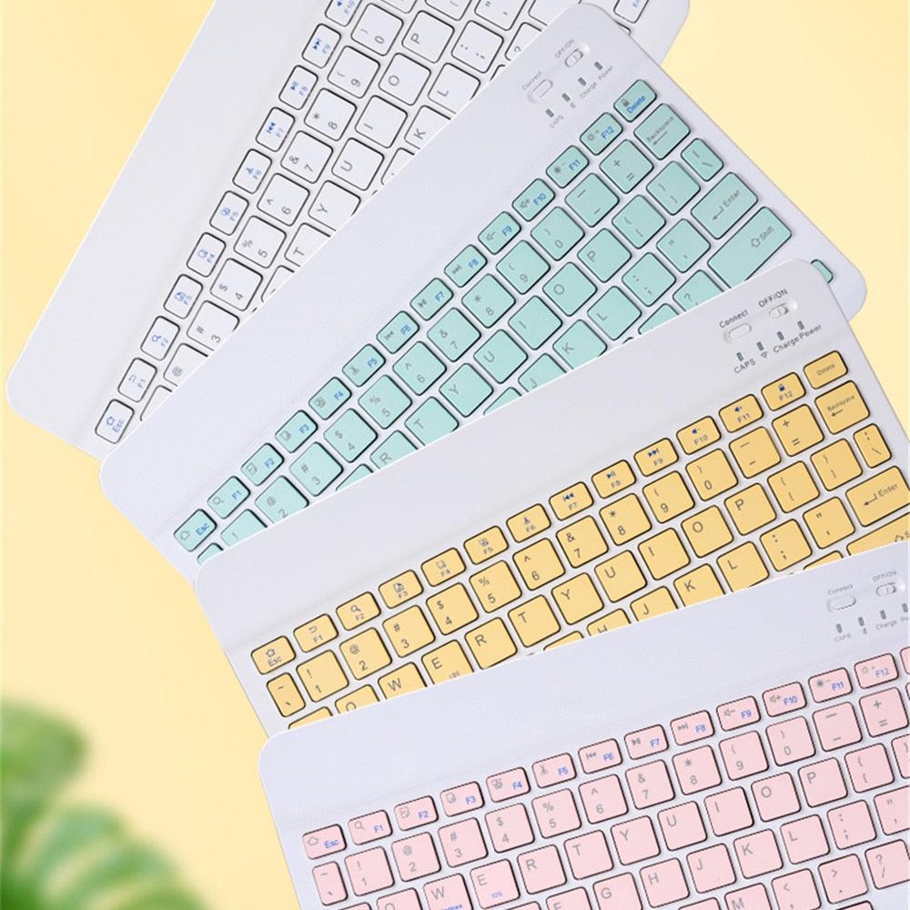 Colorful Russian Spanish English Keyboard Mouse For Samsung Android Tablet For iPad 9.7 10.5 - Tablet Bluetooth Mouse Keyboard (TLC4)
