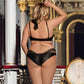 Trending High Neck Black Lace Leather Bra And Panty Set - Plus Size Women Underwear Set (TSL1)(TSB4)(1U29)