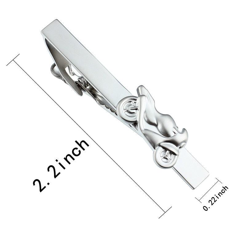 Cool Brushed Motor Tie Clips - Trendy Necktie Pin Ceremony Gift Silver Color Tie Pin With Box (1U17)