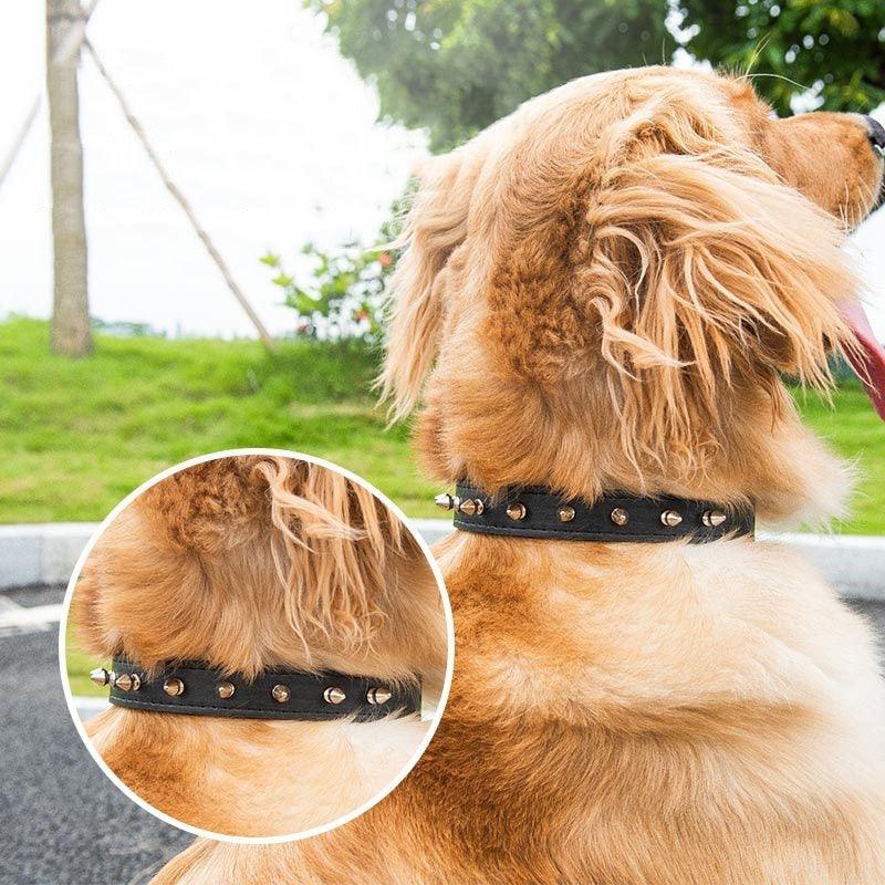 Cool Spiked Dog Collars - Studded Padded Leather Small Dogs Pitbull Terrier Adjustable Pet Necklace (2U70)