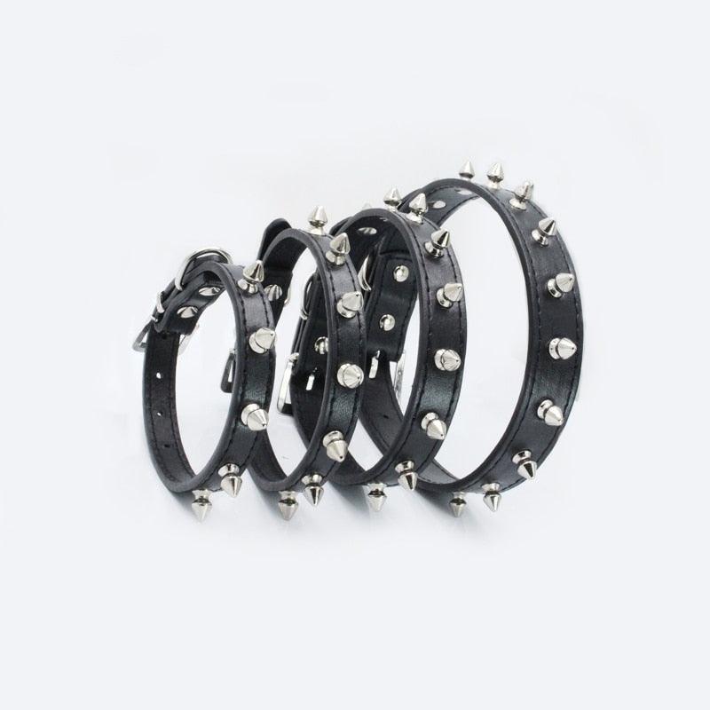 Cool Spiked Dog Collars - Studded Padded Leather Small Dogs Pitbull Terrier Adjustable Pet Necklace (2U70)