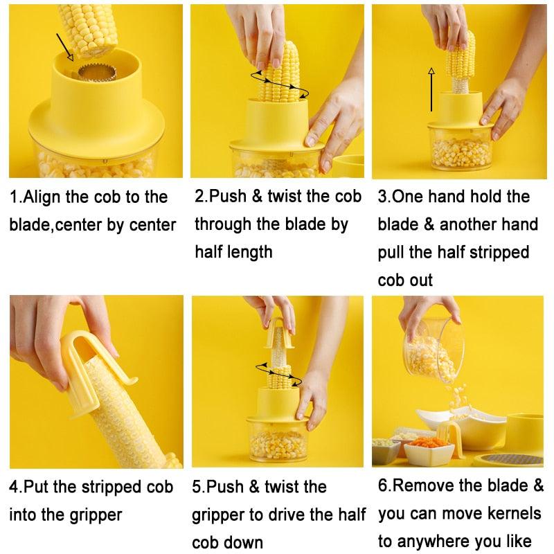 Corn Stripper Orange Citrus Squeezer Multifunction Grater Latest Cob Cutter Remove Cooking Gadget (AK3)(1U61)