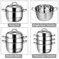 Costway 3 Tier 11 Inch Stainless Steel Steamer Set Cookware Pot Sauce pot Double Boiler (AK1)(1U61)