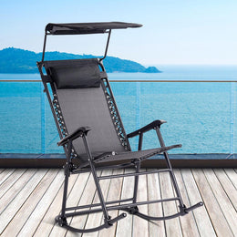 Folding Rocking Chair Rocker Porch Zero Gravity Furniture Sunshade Canopy Orange (FW2)(1U67)