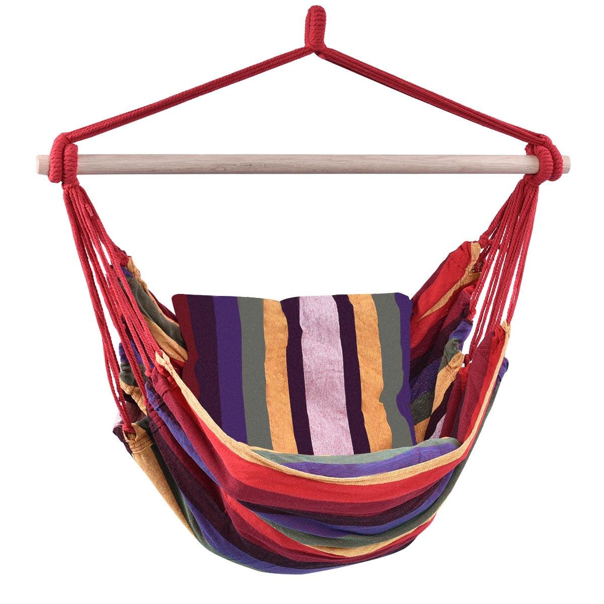 Hammock Rope Chair Patio Porch Yard Tree Hanging Air Swing Outdoor (Red) (D67)(FW2)(1U67)