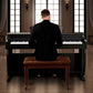 Solid Wood PU Leather Piano Bench Padded Double Duet Keyboard Seat Storage Brown (FW7)(1U67)