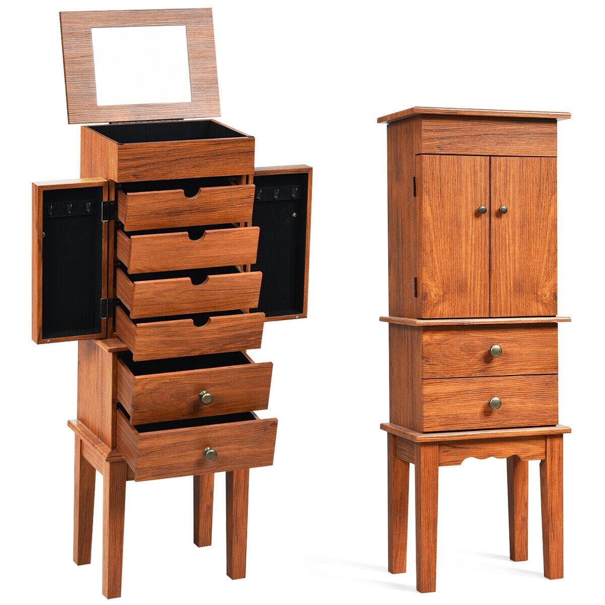 Vintage Jewelry Cabinet Chest Storage Organizer Drawers & Mirror (1FW1)(1U67)(F67)